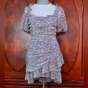 Lush floral puff sleeves dress